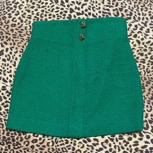 Zara Green Textured Mini Skirt